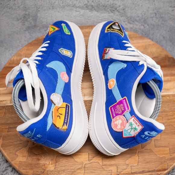 Nike Air Force 1 '07 Patched Up Los Angeles Sneakers Blue Men's 6.5 Womens 8 - Picture 5 of 10